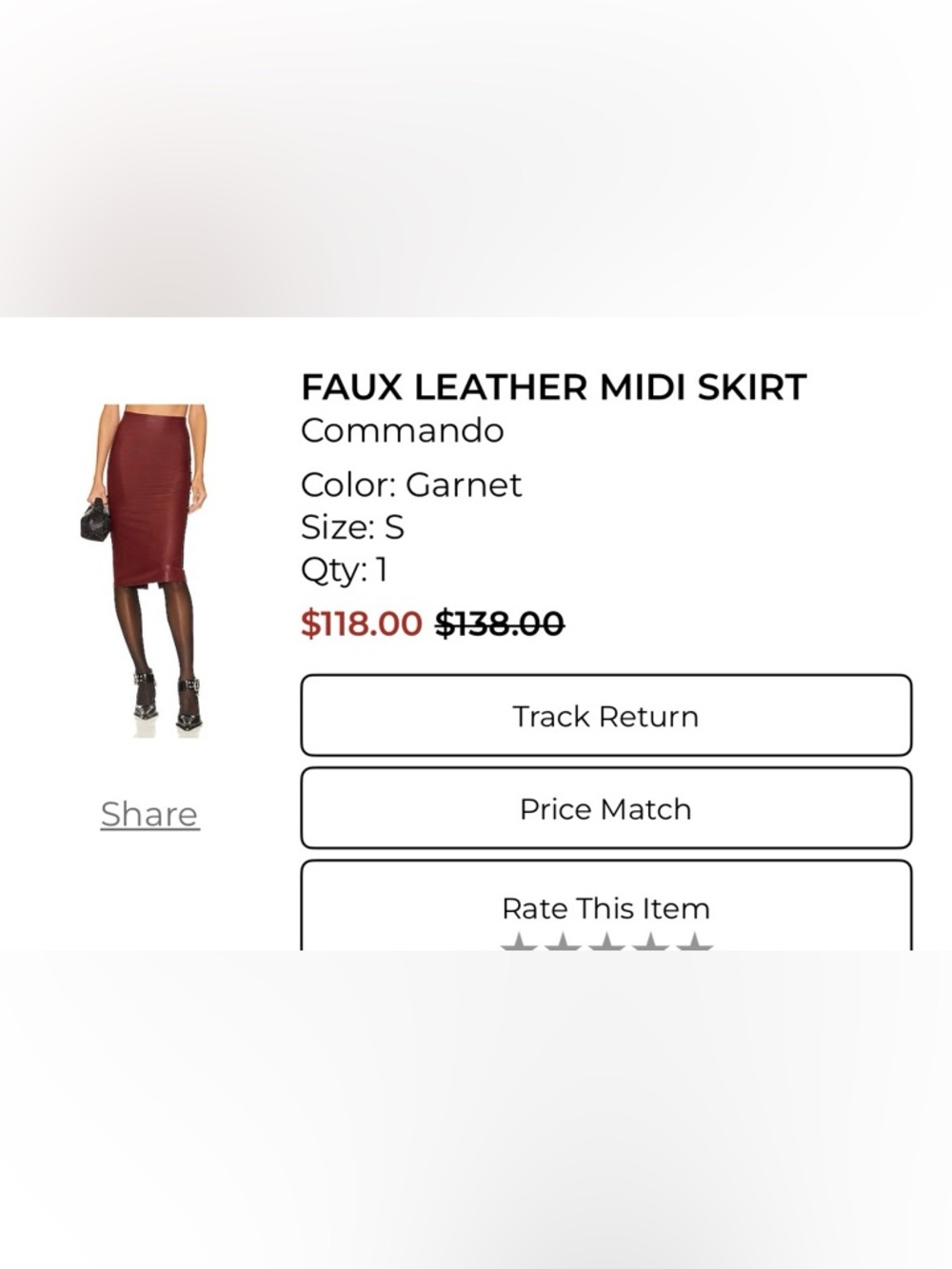 Commando Burgundy Faux Leather Pencil Skirt